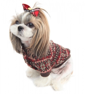 Двухсторонняя куртка "Лыжница" красная для собак небольших пород