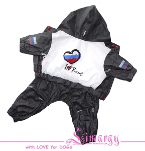 Дождевик на шелке "I love Russia" серый для мальчика